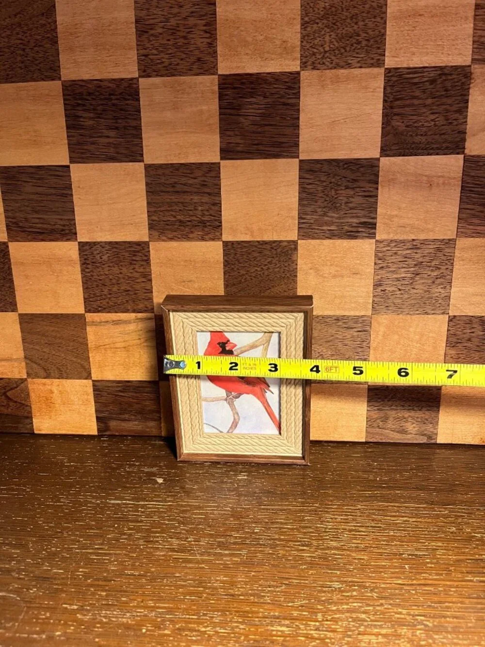 Repurposed Faux Wood Frame with Cardinal Picture A634
